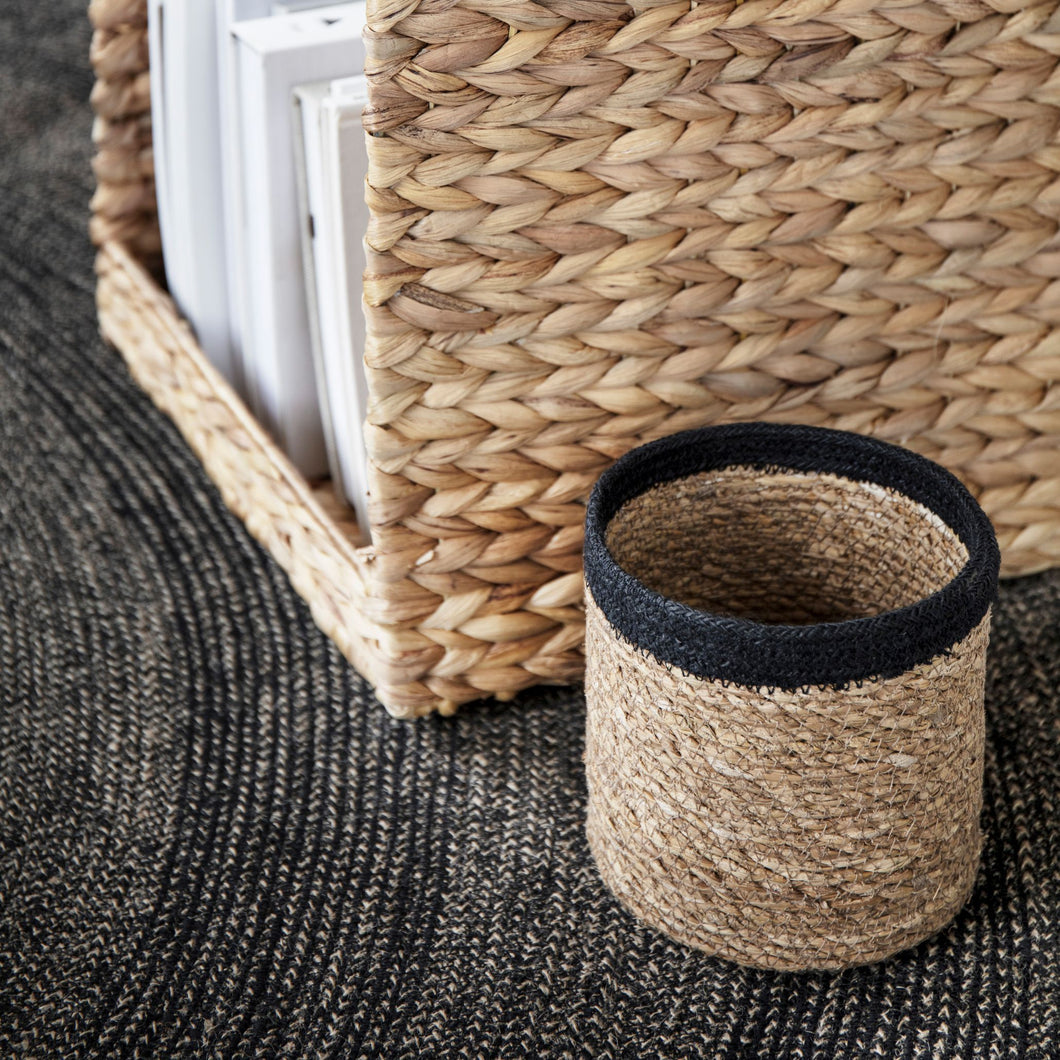 Seagrass basket black 14,5x13cm