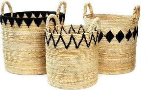 The banana stitched Basket - natural black