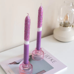 Dip Dye Candle by Studio M - Pink Glitter set van 2