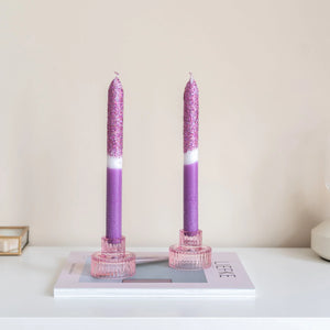 Dip Dye Candle by Studio M - Pink Glitter set van 2