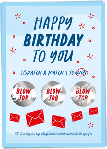 Kaart Blanche - Happy birthday to you scratch and match