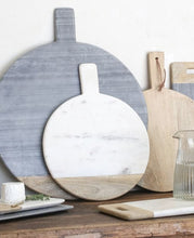 Afbeelding in Gallery-weergave laden, Ronde combi marmer-hout serveerplank
